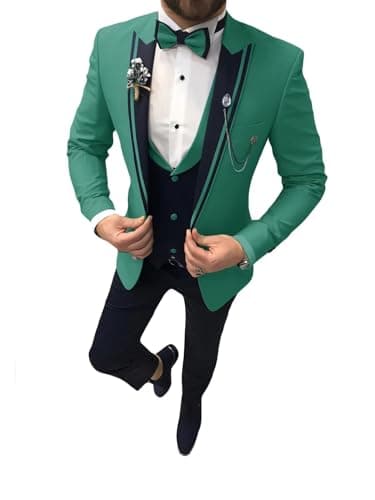 Suzhimo Men's Slim Fit Tuxedo Suit with Blazer, Pants & Tie for Marriage Prom