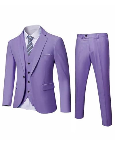 MrSure Men’s Slim Fit Tuxedo 3-Piece Suit_Blazer_Vest_Pants_Tie Party_Wedding_Business