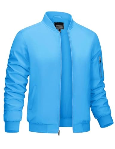 CRYSULLY Men's Lightweight Bomber Jacket for Spring Fall Casual Windbreaker