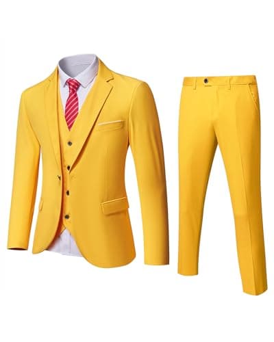 MrSure Men’s Slim Fit Tuxedo 3-Piece Suit_Blazer_Vest_Pants_Tie Party_Wedding_Business