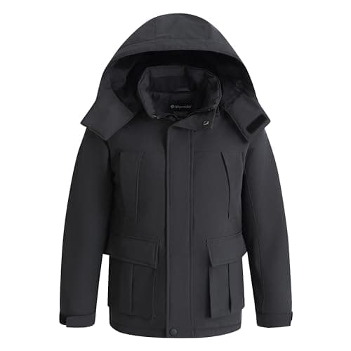 Wantdo Boys Winter Waterproof Windbreaker Snow Skiing Thick Warm Jacket with Removable Hood