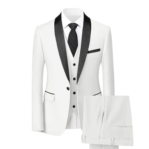 Hipfun Men's 3-Piece Slim Fit Suit for Wedding & Business