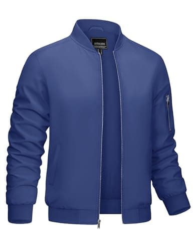 CRYSULLY Men's Lightweight Bomber Jacket for Spring Fall Casual Windbreaker