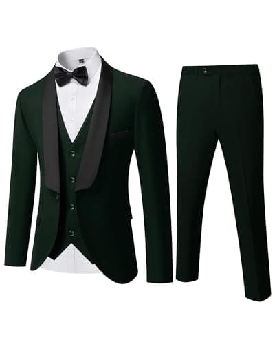 YND Men's Slim Fit Tuxedo Suit 3-Pc Set with Bow Tie