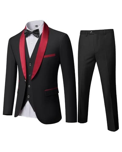 MY'S Mens Winter Slim Fit Tuxedo Suit Shawl Lapel 3-Piece Set