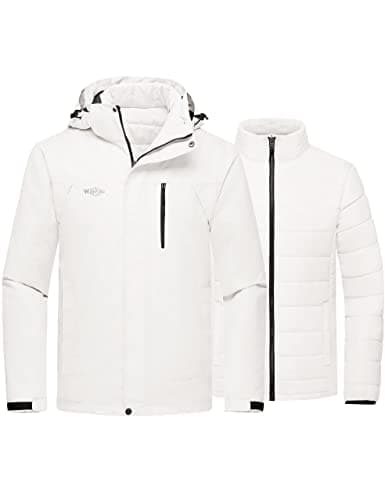 Wantdo Men's Waterproof 3-in-1 Ski & Snowboarding Jacket Windproof Warm Coat with Detachable Puffer
