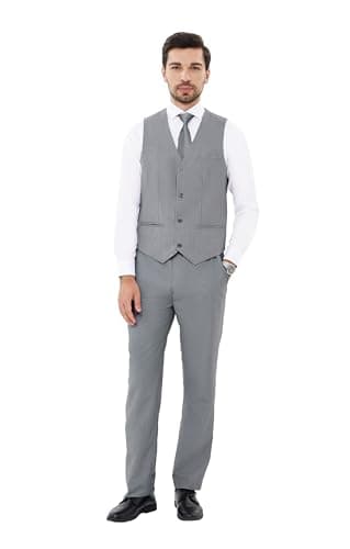 MAGE Men Slim Fit 3PC Tuxedo Suit Blazer Vest Pants Set