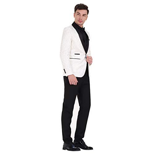 Cloudstyle Men's 2-Piece Floral Jacquard Suit