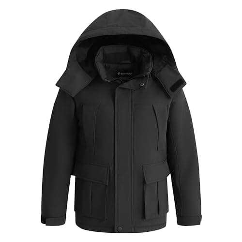 Wantdo Boys Winter Waterproof Windbreaker Snow Skiing Thick Warm Jacket with Removable Hood