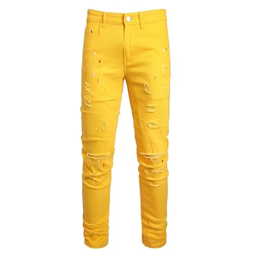 Slim Fit Men's Ripped Stretch Jeans