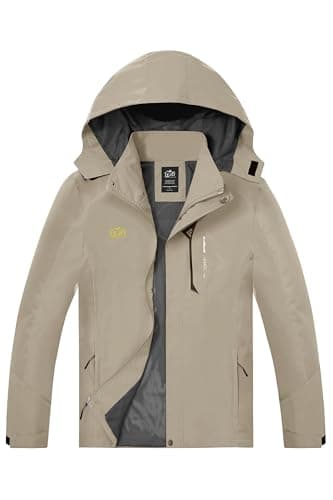 TEZO Men's Hooded Rain Jacket - Waterproof Hiking Windbreaker