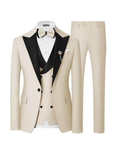 SPTALLFITJSV Mens Slim Fit Double Breasted Tuxedo Suit for Wedding Prom Dinner