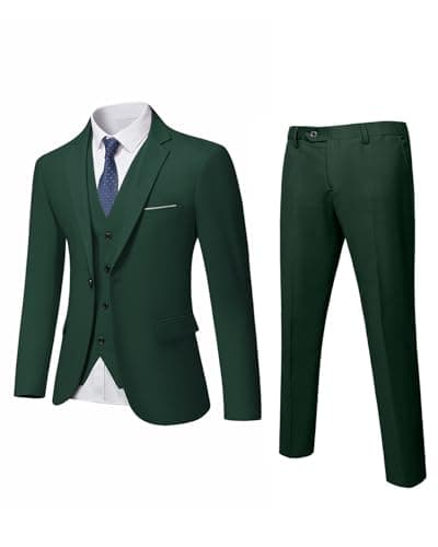 MrSure Men’s Slim Fit Tuxedo 3-Piece Suit_Blazer_Vest_Pants_Tie Party_Wedding_Business