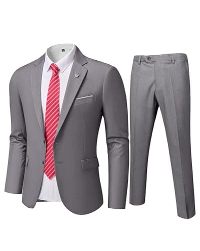 MY'S Men's Slim Fit Two-Piece Suit Notch Lapel Jacket and Pants Wedding Party Blazer