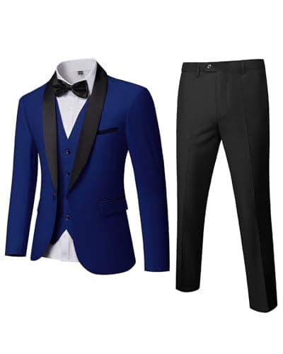 MrSure Men's Slim Fit 3 Piece Tuxedo Suit - Premium Jacket, Vest & Pants Set