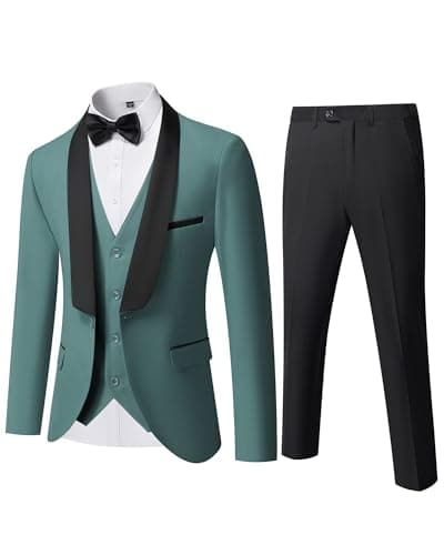 YND Men's Slim Fit Tuxedo Suit 3-Pc Set with Bow Tie