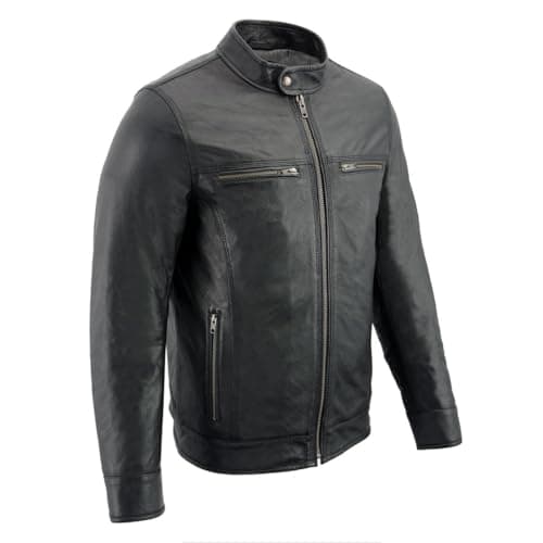 Milwaukee SFM1866 Classic Men's Black Premium Leather Motorcycle Jacket