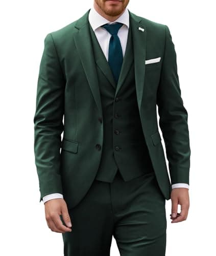 Wangyue Mens Slim Fit 3-Piece Prom Wedding Suit with Blazer Vest Pant