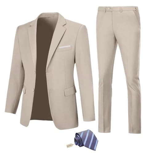Fesenbo Men's Slim Fit 2-Piece Business Suit Blazer and Pants for Prom and Weddings