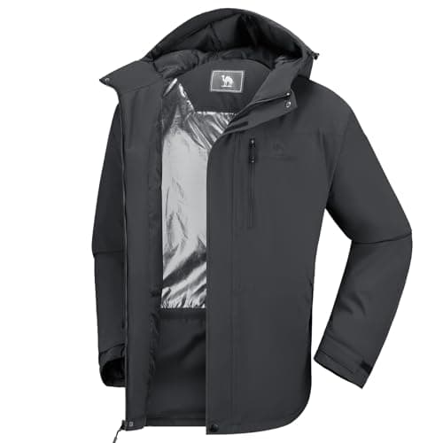 CAMEL CROWN Men's Waterproof Winter Ski Jacket with Thermal Insulation for Snow Rain