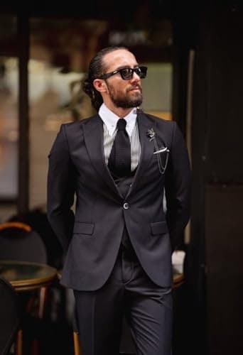 TIJOFA Men's Classic Double Breasted Suit for Wedding & Formal Events
