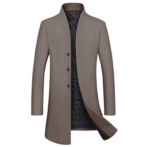 WULFUL Men's Slim Fit Wool Trench Coat Winter Coat