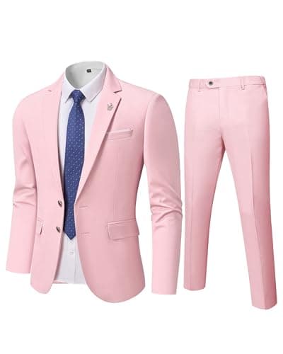 MY'S Men's Slim Fit Two-Piece Suit Notch Lapel Jacket and Pants Wedding Party Blazer