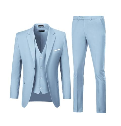 Diaryan Men's Slim Fit 3-Piece Wedding Suit Groomsmen Tuxedo