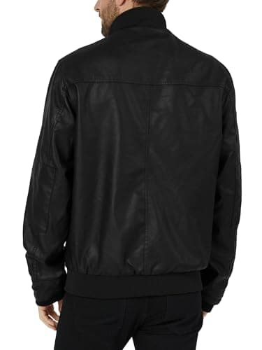 wantdo Men's Windproof Faux Leather Motorcycle Bomber Jacket Slim Fit Winter Coat