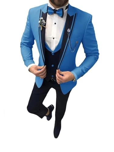 Suzhimo Men's Slim Fit Tuxedo Suit with Blazer, Pants & Tie for Marriage Prom