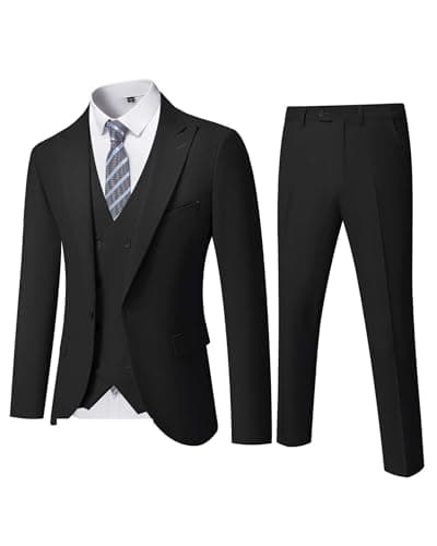 YND Men's Slim Fit 3-Piece Business Suit Set with Blazer & Vest