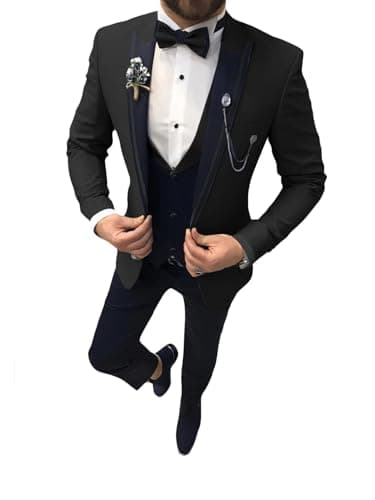 Suzhimo Men's Slim Fit Tuxedo Suit with Blazer, Pants & Tie for Marriage Prom