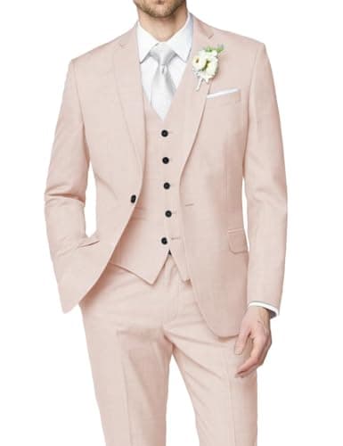 HUUTOE Men's Slim Fit Wedding Groomsmen Tuxedo Set Blazer Jacket Pants