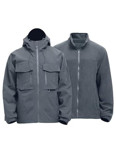 Rejork Men's 3-in-1 Waterproof Winter Ski Jacket with Windbreaker and Thermal Fleece Liner