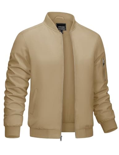CRYSULLY Men's Lightweight Bomber Jacket for Spring Fall Casual Windbreaker