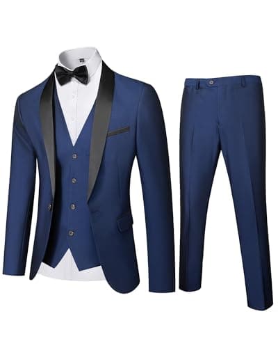 MY'S Mens Winter Slim Fit Tuxedo Suit Shawl Lapel 3-Piece Set