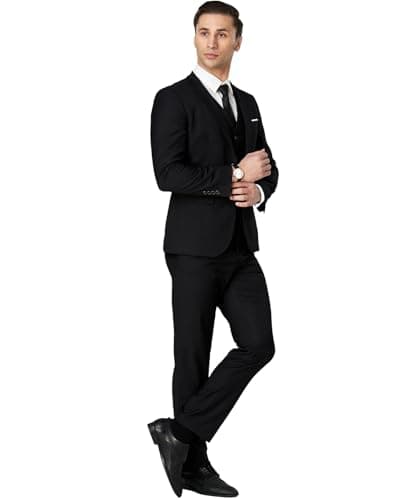 Men's 3 Piece Slim Fit Suit with Jacket, Vest, Pants, and Tie
