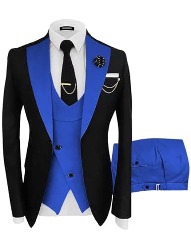 Wangyue Men's Slim Fit 3-Piece Suit for Weddings and Formal Events