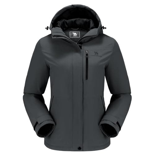 CAMEL CROWN Women's Waterproof Winter Hooded Ski Jacket Outer Warm Coat