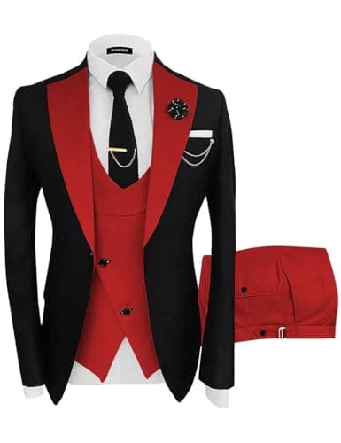Wangyue Men's Slim Fit 3-Piece Suit for Weddings and Formal Events