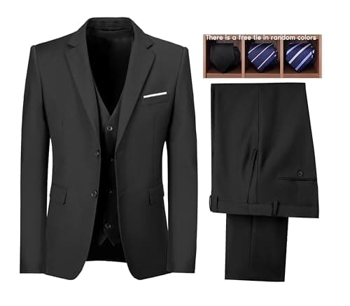 Wudli Mens Slim Fit 3-Piece Groomsmen Wedding Suit Notched Lapel Tuxedo Jacket Pants Vest Set