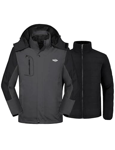 Wantdo Men's Waterproof 3-in-1 Ski Jacket Winter Snow Coat