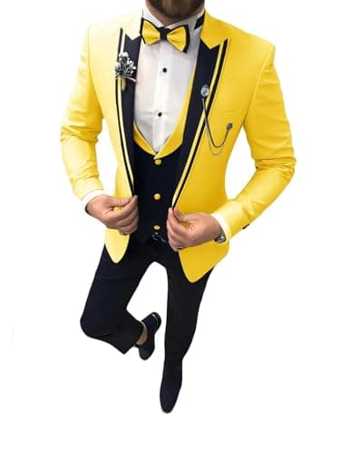 Suzhimo Men's Slim Fit Tuxedo Suit with Blazer, Pants & Tie for Marriage Prom
