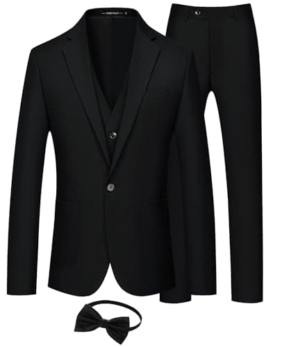 MAGE Men's Slim Fit Tuxedo Suit 3-Piece Set for Weddings and Proms