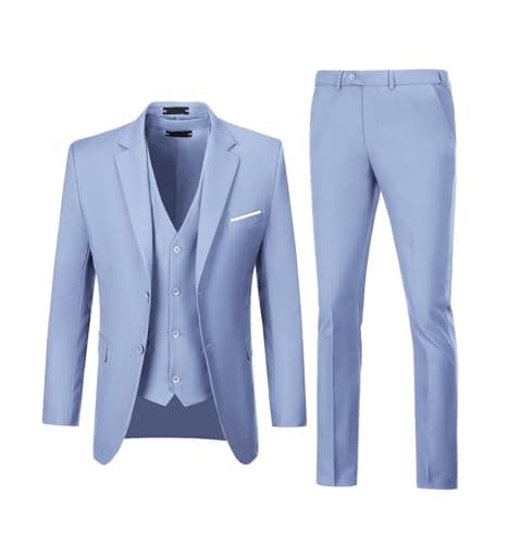 Diaryan Men's Slim Fit 3-Piece Wedding Suit Groomsmen Tuxedo
