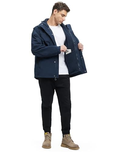 VOPOKER Men's 3-in-1 Water Resistant Ski Snow Warm Fleece Jacket with Multi-Pockets