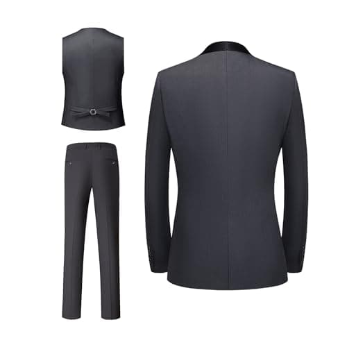 SZRJ Mens Slim Fit Tuxedo Suit Set 4 Piece Wedding Ensemble with Bow-Tie