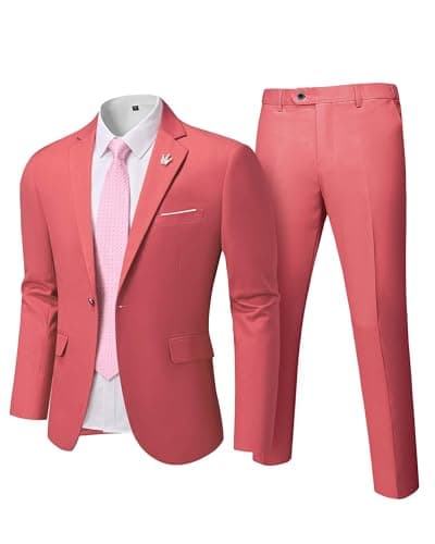 Hihawk Men's Slim Fit Suit with Stretch Jacket & Pants Set
