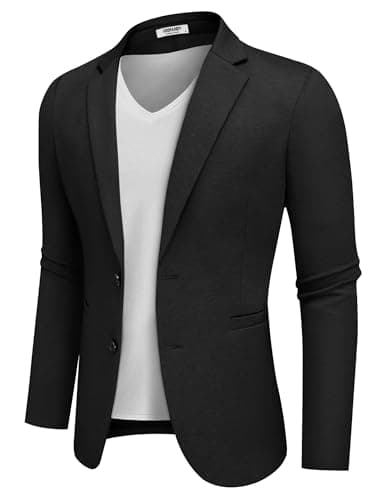 COOFANDY Men's Casual Two-Button Knit Blazer Lightweight Sport Coat Suit Jacket