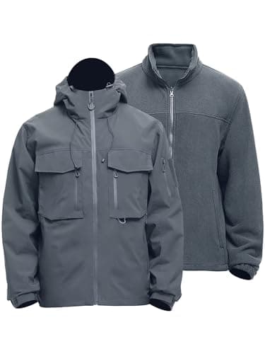 Rejork Men's 3-in-1 Waterproof Winter Ski Jacket with Windbreaker and Thermal Fleece Liner